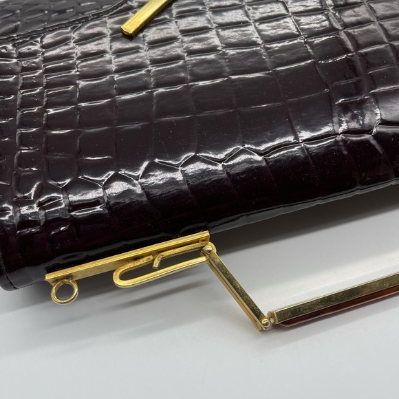 Crocodile Faux Leather Clutch Bag Gold hardware - Picture 9 of 11